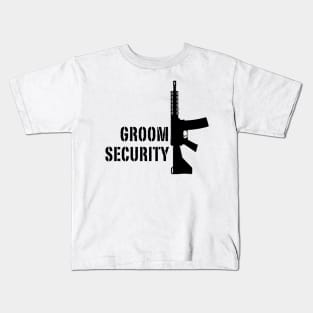 Groom Security (Bachelor Party / Stag Night / Rifle / Black) Kids T-Shirt